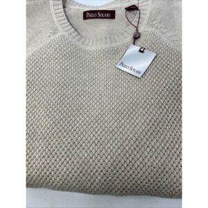NWT Paulo Solari Tan Textured Crew Neck 100% Cotton Sweater‎ Mens Size XL